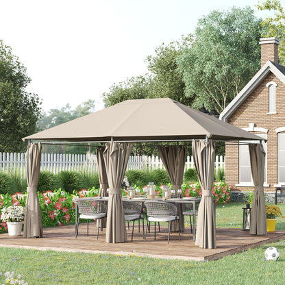 13' x 10' Khaki Soft-Top Steel Gazebo with Removable Curtains
