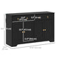 Sideboard Cabinet with 2 Drawers, 4 Barn Doors and 2 Adjustable Shelves, Buffet Table for Living Room, Black