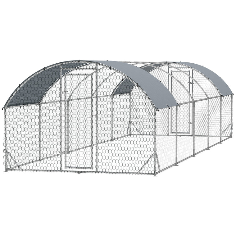 Galvanized Metal Walk-In Chicken Coop with Cover
