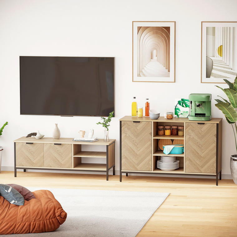 Sideboard Buffet Cabinet with 2 Doors - Oak Tone