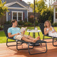 Outdoor Folding Lounge Chair, Steel Tanning Chair with Reclining Back, Breathable Mesh for Beach, Yard, Patio, Red - Black