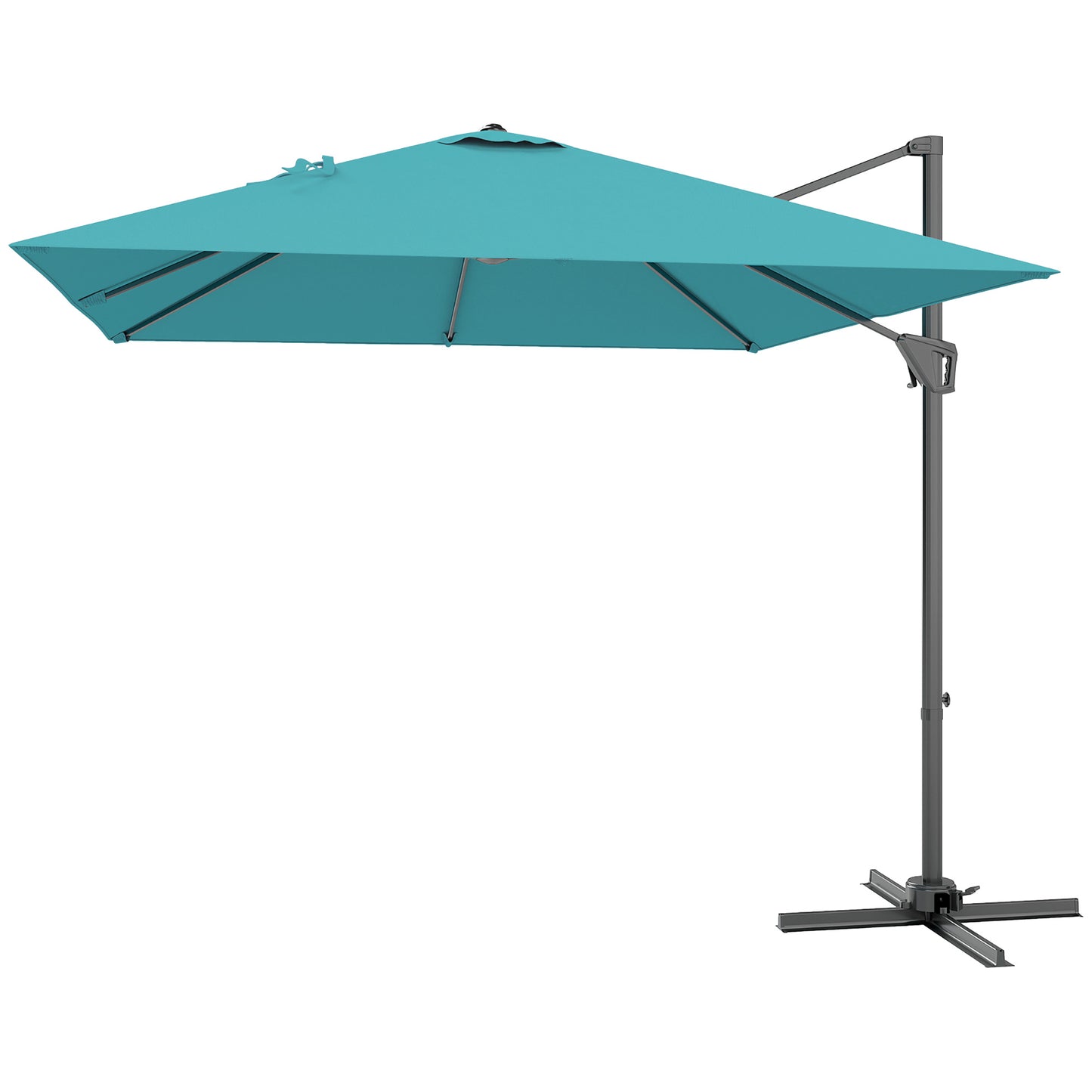 8' x 8' Blue Offset Cantilever Umbrella with Cross Base