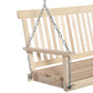 2-Seater Patio Swing Chair, Fir Wooden Porch Swing with Slatted Design, Hanging Chains for Outdoor, Garden, Black