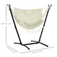 Patio Hammock Chair with Stand, Outdoor Hammock Swing Hanging Lounge Chair with Side Pocket and Headrest, Cream