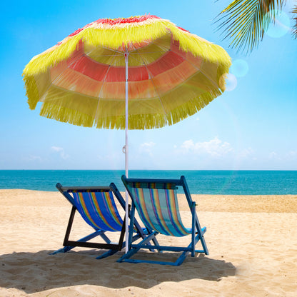6FT Multi-Color Beach Umbrella with Tilt & Adjustable Height