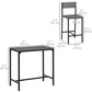 Industrial Bar Table Set Counter Height 3 Piece and 2 High Back Stools Set Dining Table Set Grey