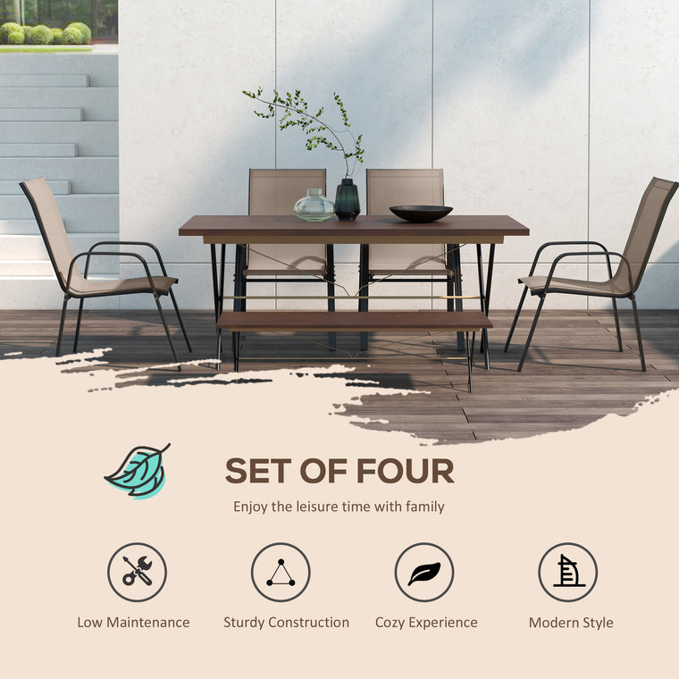 Heavy-Duty Stackable Dining Chairs with Armrests, Set of 4