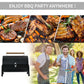 Outdoor Charcoal BBQ Grill, Tabletop Folding Barbecue Grill with Handle, 17.3" x 9.8" x 14", Black