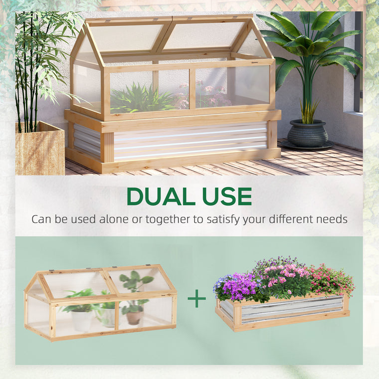 48" x 24" x 32" Natural Wood Garden Bed with Greenhouse