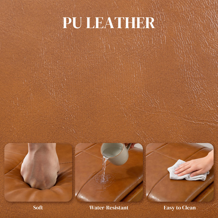 Tufted PU Leather Dining Chairs Set of 2 - Brown