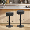 Set of 2 Barstools with Storage, Swivel Bar Stools with PU Leather Upholstered, Footrest, Steel Base, Black