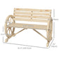 42" Wood Wagon Wheel Bench Garden Loveseat Rustic Seat, Natural Wood