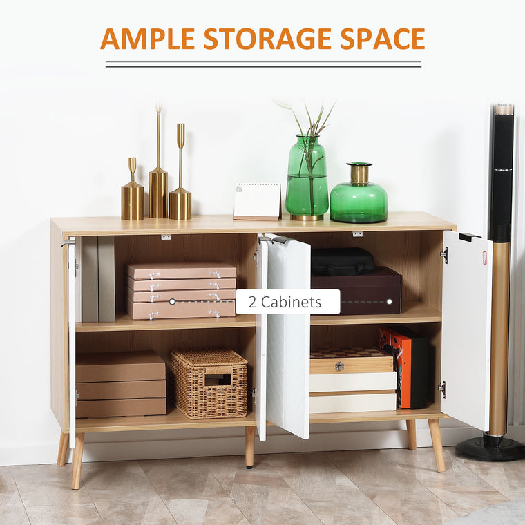 Sideboard Buffet with Adjustable Shelves and 4 Doors - Natural