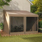10' x 10' Wall Pergola, Outdoor Gazebo with 2 Curtains and 2 Nettings, UV Resistant, for Patio, Deck, Khaki