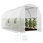 11.5x6.6x6.6ft Walk-in Tunnel Greenhouse Portable Garden Plant Growing Warm House with Door and Ventilation Window, White
