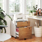 2 Drawer Small Filing Cabinet Lockable Office Storage Cabinet with Hanging Bars for A4 Legal Letter White Nature Wood