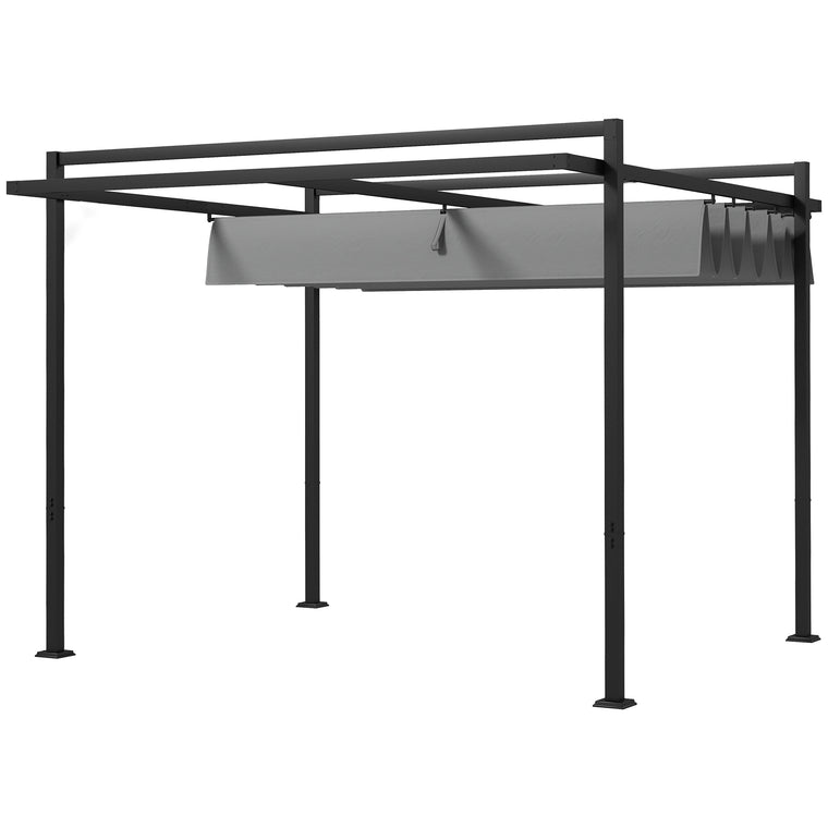 10' x 10' Dark Grey Retractable Pergola Shade Shelter