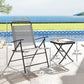 Folding Bistro Set, Small Patio Set with Back Adjustable Chairs and Glass Top Table for Garden, Balcony, Porch, Grey