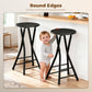 Set of 4 Foldable Barstools, Counter Height Bar Stools with Footrest and Steel Legs for Kitchen Island, Black