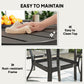 5 Piece Outdoor Dining Set with Round Table and 4 Stackable Chairs, for Backyard, Lawn, Deck, Balcony, Pool Side