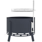 Outdoor Fire Pit, Round Firepit with Grill Grate, Fire Bowl with Ash Catcher and Poker for Backyard Camping Bonfire Picnic, Black