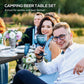 Folding Picnic Table with 2 Benches, 3-Piece Portable Outdoor Picnic Table Bench Set for 4, Patio Dining Table Set with Plastic Top, Steel Frame for Garden, Dark Grey