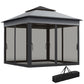 10.7 x 10.7ft Pop Up Gazebo, Adjustable Instant Sun Shelter with UV30+ Roof Cover, Removable Mesh Curtains, Dark Grey