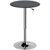Round Adjustable-Height Bar Table with Chrome Base - Black
