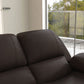 Reclining Loveseat Sofa with Pullback Control Footrest, Leather Manual Recliner for Living Room, Easy Cleaning & Assembly, Brown