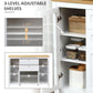 Buffet Cabinet Sideboard with 2 Drawers, 3 Storage Cabinets, Glass Doors and Adjustable Shelves, White