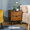 Bedside Table, Nightstand for Bedroom, End Side Table Dresser Storage with 2 Drawers, Walnut Brown