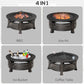 Outdoor Fire Pit, Firepit with Grill Net, Mesh Lid, Poker, for Camping, Bonfire, Picnic, Bronze