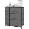 7-Drawer Fabric Dresser with Metal Frame - Dark Grey