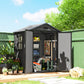 6x4.5FT Plastic Shed, Lockable Garden Tool Storage House with Double Doors and Vent, Grey