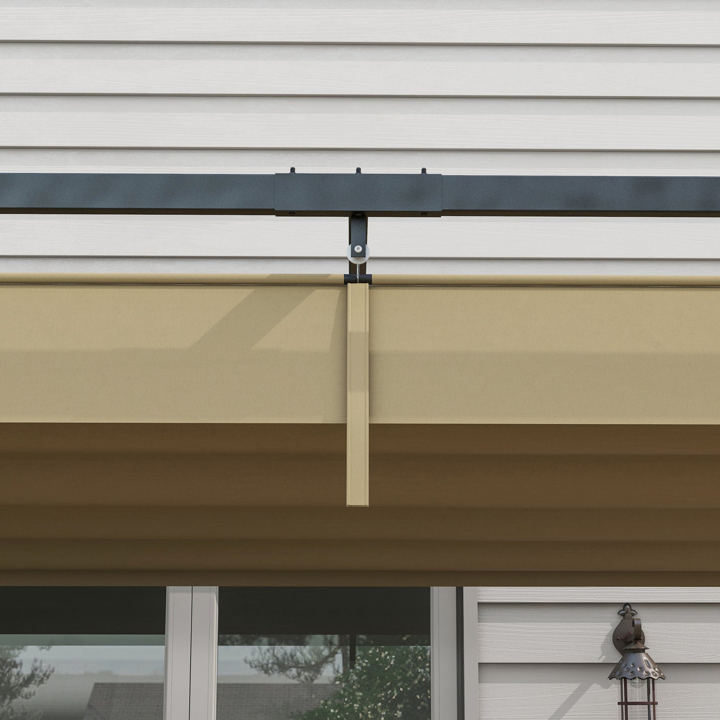 13' x 10' Patio Pergola with Retractable Canopy, Outdoor Sun Shelter, Yard Shade, Khaki