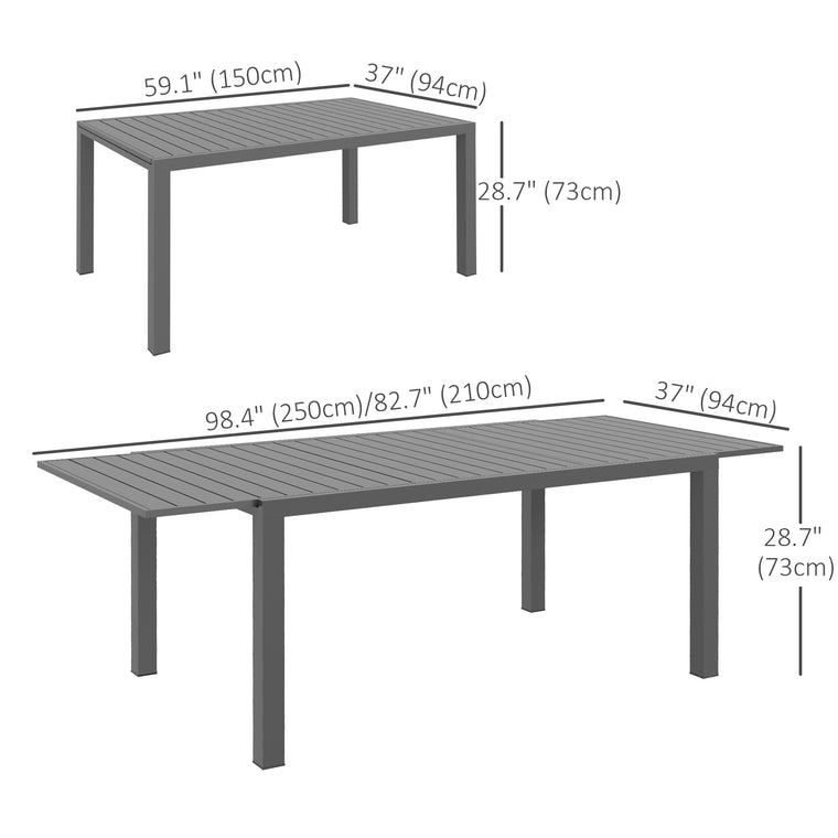 Expandable Aluminum Dining Table for 6-8