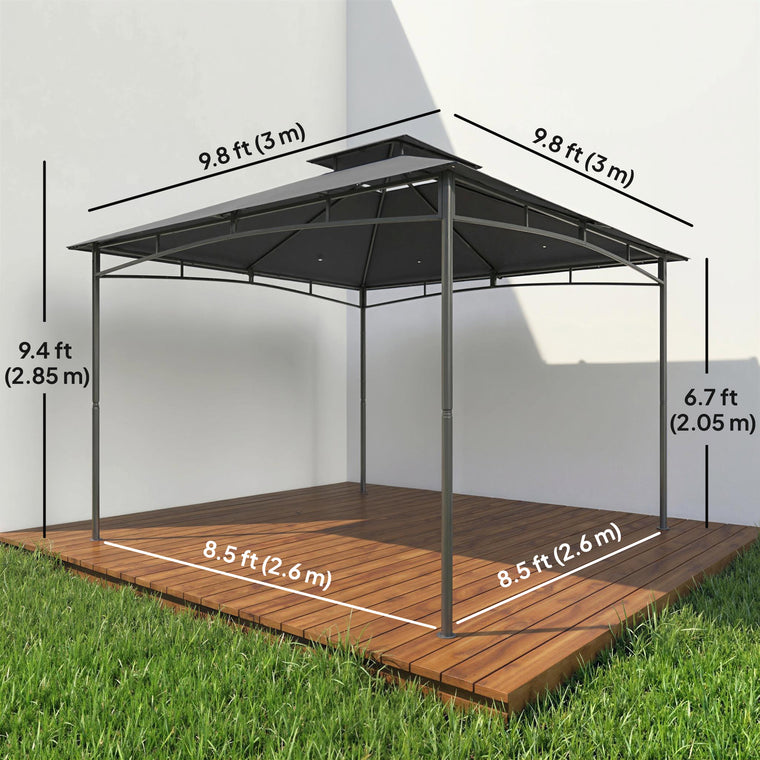 10' x 10' Dark Grey Soft-Top Gazebo with 2-Tier Roof