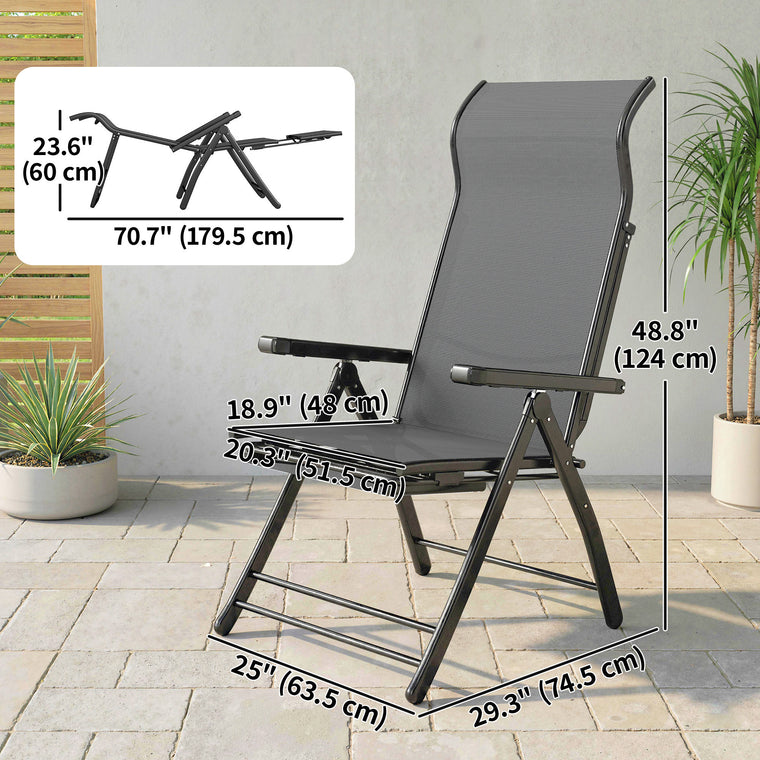 2-Piece Folding Lounge Chair Set with Retractable Footrest
