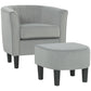 Accent Chair Modern Upholstered Living Room Chair with Ottoman and Pocket Spring Cushion Grey