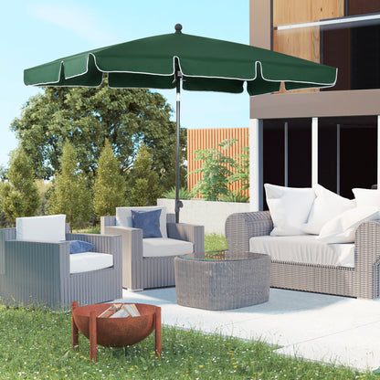 6.5' x 4' Green Rectangular Aluminum Patio Umbrella with Tilt