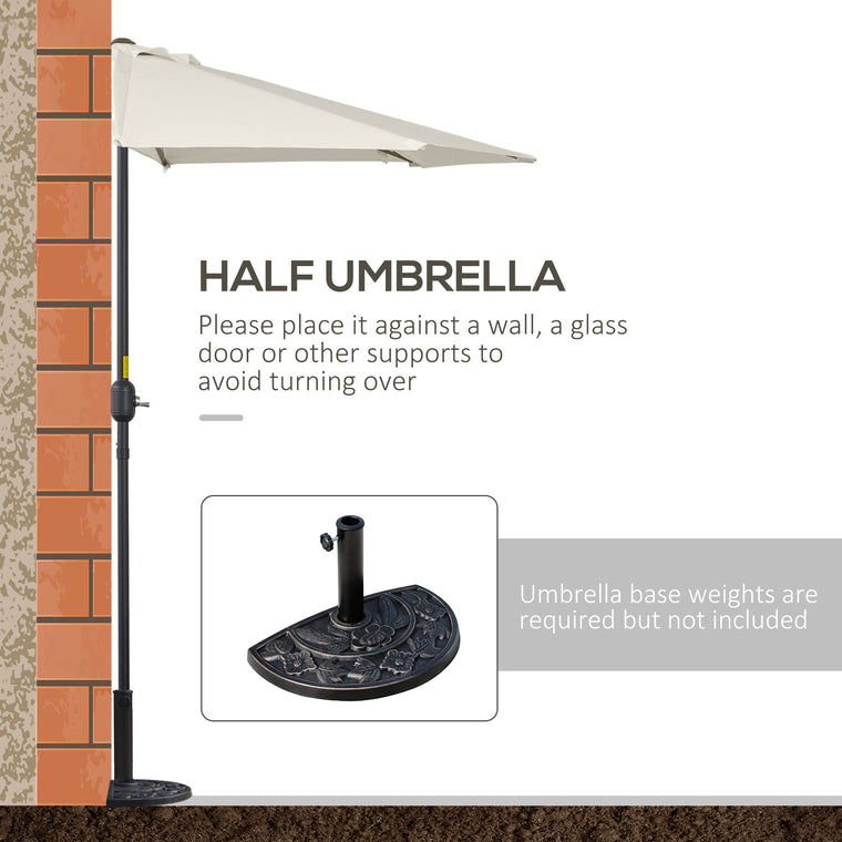 9.8ft Cream Half Round Parasol with Crank Handle & Top Vent
