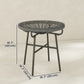 Rattan Side Table, Round Outdoor Table, with Round PE Rattan and Tempered Glass Table Top for Patio, Garden, Dark Grey