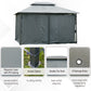 13'L x 10'W x 8.7'H Patio Gazebo Outdoor 2-Tiers Garden Canopy Yard Sunshade Shelter with Curtains, Grey