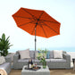 10' x 8' Round Market Umbrella, Patio Umbrella with Crank Handle and Tilt, Outdoor Parasol for Garden, Orange