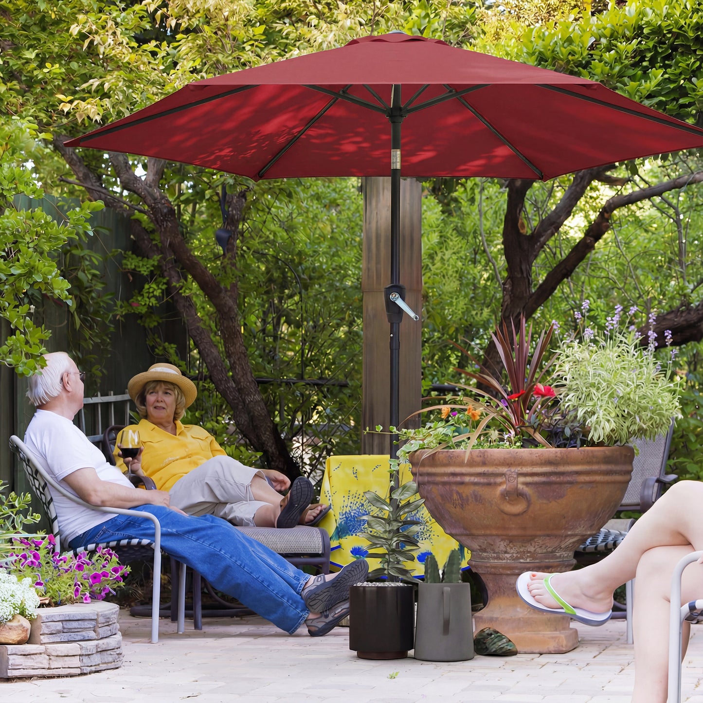 9' Patio Umbrella with 6 Ribs & UV Protection
