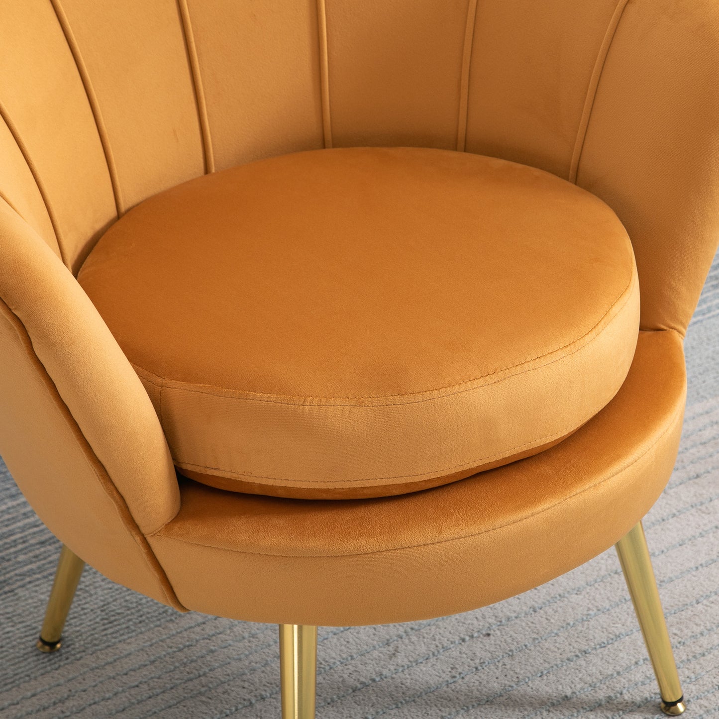 Modern Accent Chair, Velvet-Touch Fabric Leisure Club Chair with Gold Metal Legs for Bedroom, Yellow