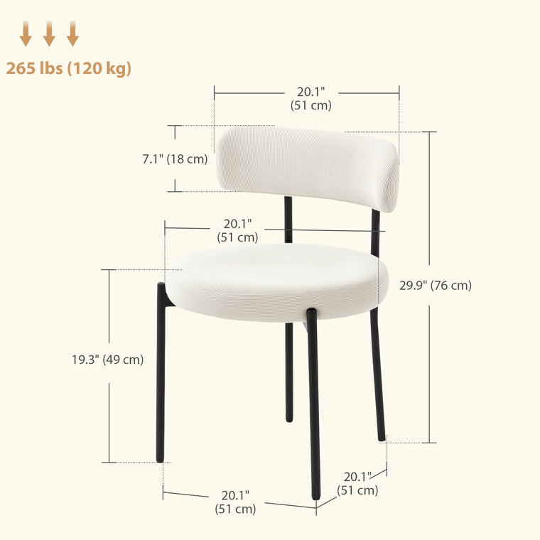 Set of 4 Corduroy Dining Chairs with Steel Legs
