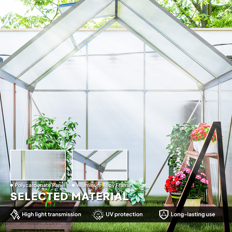 6' x 4' x 6.6' Clear Polycarbonate Greenhouse with Roof Vent