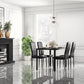 5-Piece Rectangular Glass Kitchen Table and Chairs with Metal Frame and Faux Leather Upholstery for Dining Room, Black
