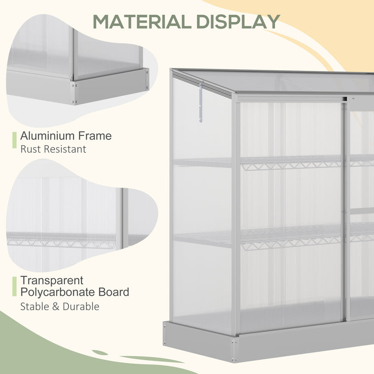 Aluminum Cold Frame Greenhouse with Openable Top & 2 Shelves